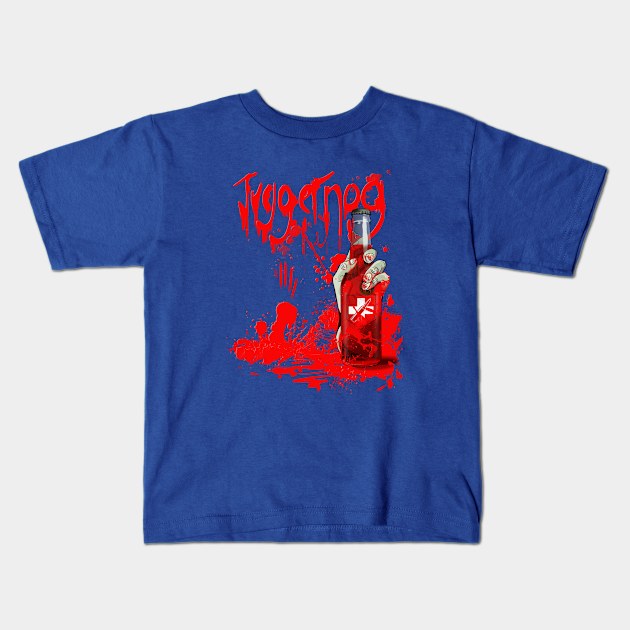 Zombie Hand Bloodied Juggernog on Teal Kids T-Shirt by LANStudios